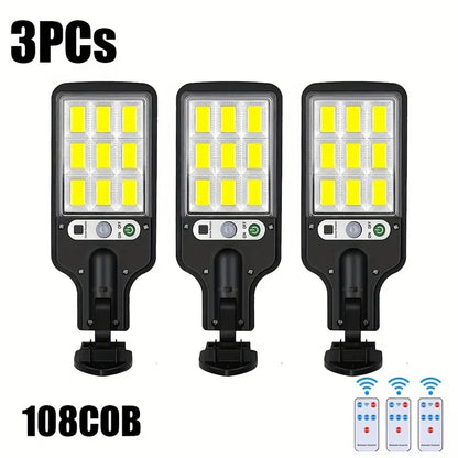 Solar Powered Motion Sensor Outdoor Garden Light With 108 COB LED Lights