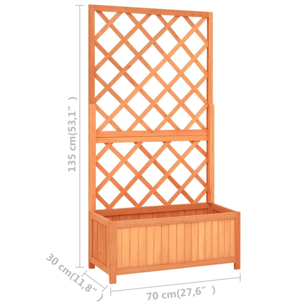 Garden Trellis with Flower Box 70 x 30 x 135 cm Fir Wood  | Garden Trellis