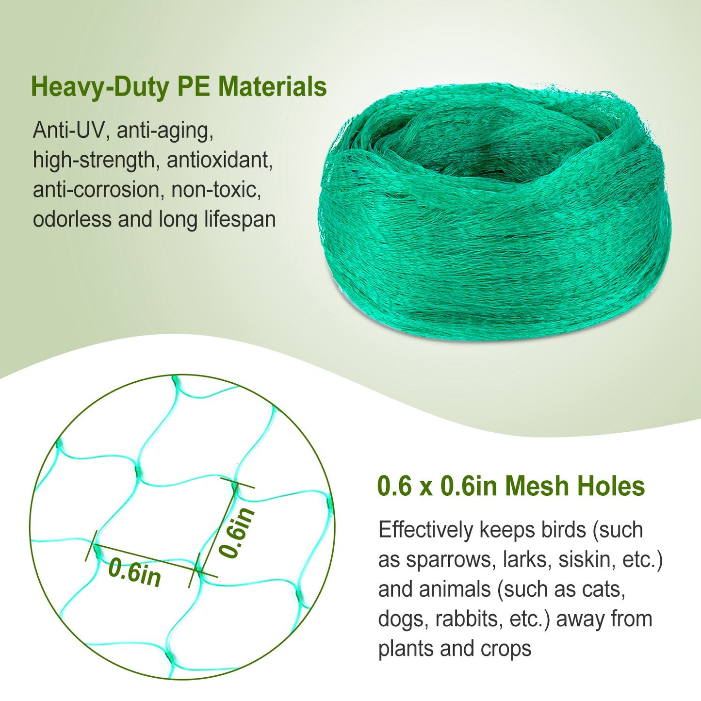 13 X 33ft Garden Netting Heavy Duty PE Anti Bird Netting Plants Fruits Tree Vegetables Protection Netting Net