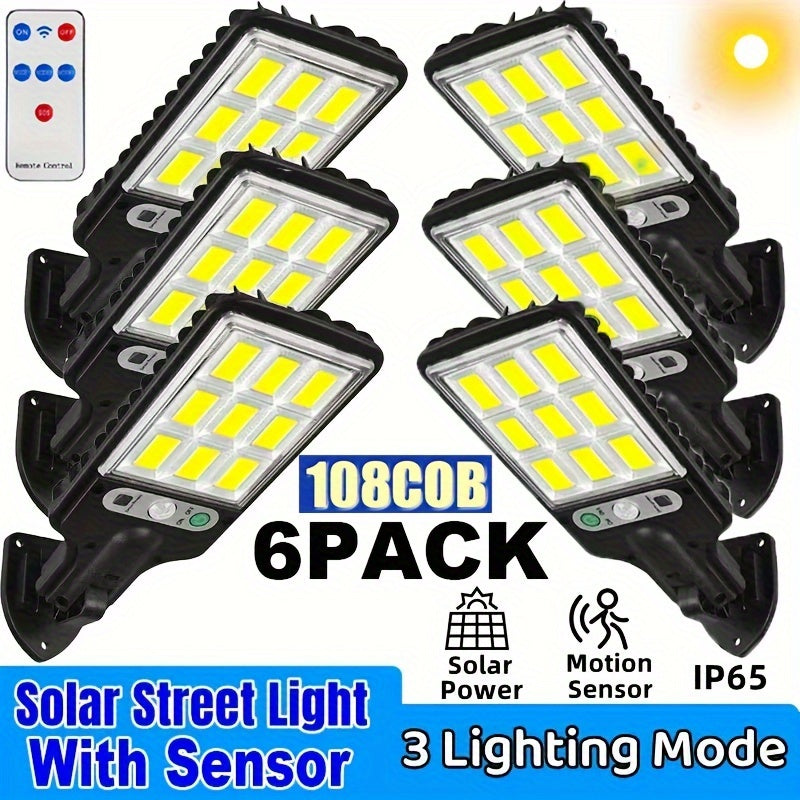 Solar Powered Motion Sensor Outdoor Garden Light With 108 COB LED Lights